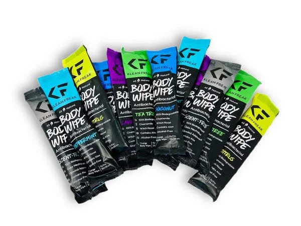 Klean Freak body wipes in a variety of scents.